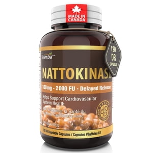 Herba Nattokinase Supplement 2000 FU – 100mg, 120 Delayed Release Capsules | Made in Canada