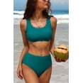 thumbnail image 2 of Charmo Women Scalloped Bikini Swimsuit High Waisted Two Piece Bathing Suit, 2 of 5
