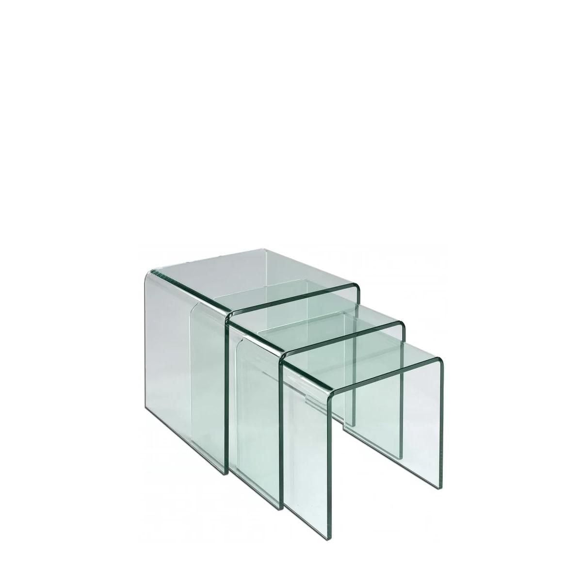 Heavenly Collection Nesting Table, Glass Nesting Table, Un-tempered Glass Nesting Table, Bent Glass Nesting Table, Waterfall Nesting Table, Set Nesting Table