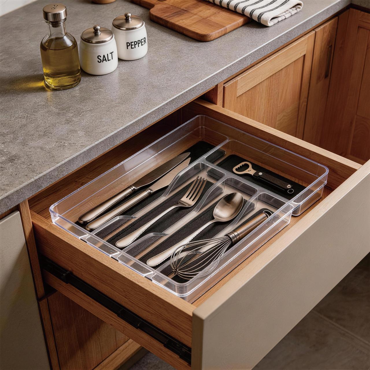 Mainstays Plateau à Couverts en Plastique Antidérapant, range-ustensiles de cuisine pour tiroir, lot de 1