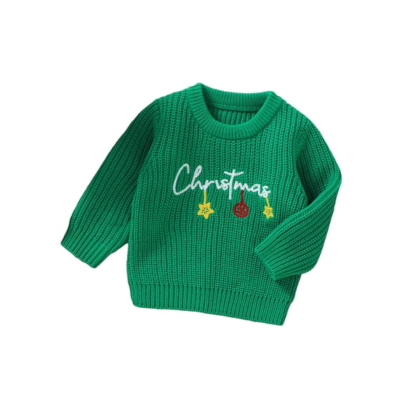 Gupgi Baby Boy Girl Christmas Sweater 0-3Y Long Sleeve Flower Letters Winter Warm Knit Pullover