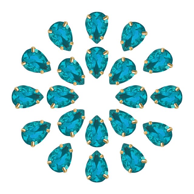 Unique Bargains 20Pack Teardrop Sew on Rhinestone - 10x7mm Glass Teardrop Crystal Rhinestones in Gold Prong Setting (Lake Blue)