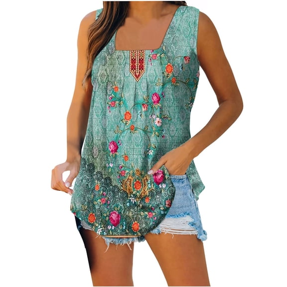 T-shirts pour Femmes Mode Femmes Imprimé Débardeurs Confortables Légers Camisole T-Shirt T-Shirt Imprimé Machine
