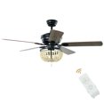 thumbnail image 1 of Gymax 52'' Retro Ceiling Fan Light w/ Reversible Blades Remote Control Matte Black, 1 of 10