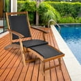 thumbnail image 1 of Costway Chaise Longue Pliante en Rotin pour Patio, Cadre en Bois avec Repose-Pieds Rétractable, 1 of 8