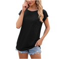 thumbnail image 3 of AherBiu Hauts d'Entraînement pour Femmes, Coupe Ample, Manches Cap, Col Ras du Cou, Haut Basique Confortable, T-Shirts, Chemises, Blouse, 3 of 4