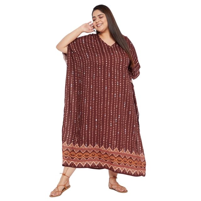 Women Plus Size Long Kaftans Rayon Maxi Kimono Ladies Printed Caftans Cover Up