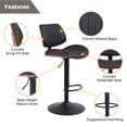 thumbnail image 4 of Swivel Upholstered Bar Stools with Extra Large 45cm Base, Mid-Back Counter Height Stools Kitchen Island Chair with Ribbed Back and Foot Ring, 4 of 7