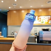 pstuiky Gradient Sports Water Bottle 900Ml Large Capacity with Volume Markings Leak-Proof 2-In-1 Straw & Sip Lid Portable Handle Bpa-Free Plastic for Gym, Hiking Outdoor Activities
