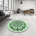 thumbnail image 4 of Ahgly Company Machine Washable Indoor Round Transitional Mint Green Area Rugs, 4' Round, 4 of 7