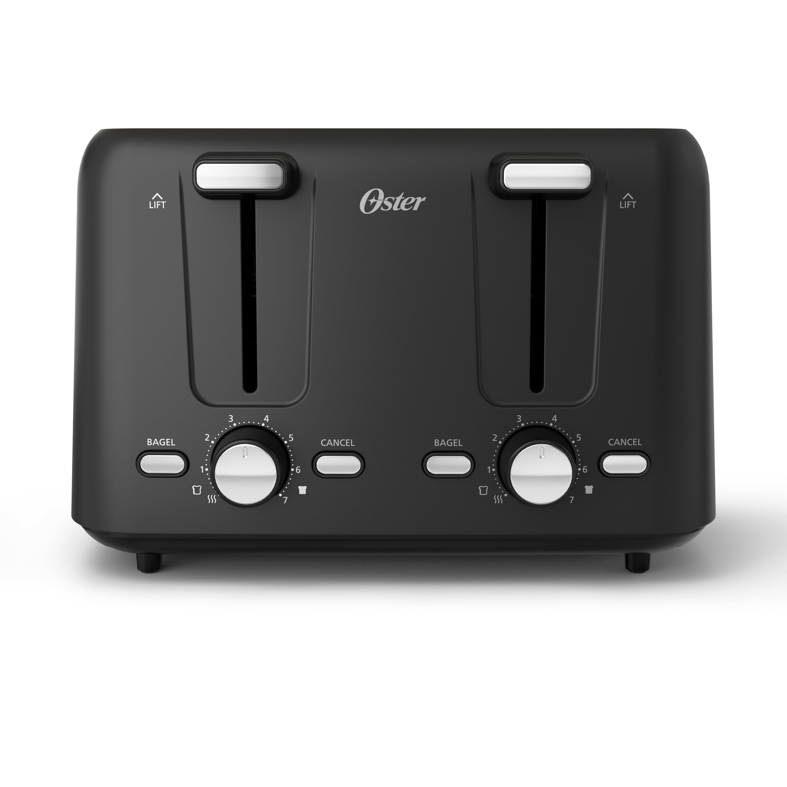 Oster 4-Slice Toaster with Bagel and Reheat Settings and Extra-Wide Slots, Black