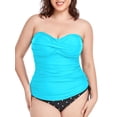 thumbnail image 1 of RELLECIGA Women's Ruched Bandeau Tankini Top Swimsuits, 1 of 7