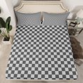 thumbnail image 2 of Erosebridal Checkered Gingham Twin Sheet Sets, Grey Bedding Twin Size, Rectangle Geometry Decor, 3-Piece, 2 of 7