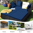 thumbnail image 4 of Gymax Rattan Patio Daybed Loveseat Sofa with Navy Cushions and Pillows, 4 of 10