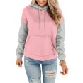 thumbnail image 4 of MeetoTime Women's Color Block Hoodie Fall Fleece Long Sleeve Crew Neck Oversized Hooded Sweatshirt Pullover Tops, 4 of 6