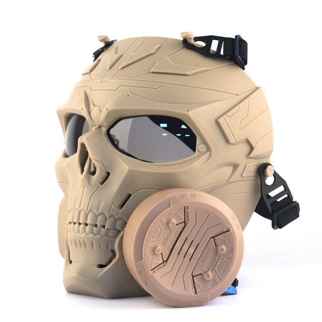 TopOne Tactical Gas Mask Full Face Single Fan Skull Covers Protective Mask for Outdoor Cs Game Masquerade Cosplay