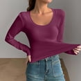 thumbnail image 3 of Lmnyox T-Shirt à Col Rond pour Femmes Manches Longues Décontracté Mode Basique Automne Hiver, 3 of 4