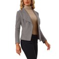 thumbnail image 4 of INSPIRE CHIC Cardigan Ouvert à Manches Longues en Faux Suède pour Femmes, Col Drapé, Gris, 4 of 6