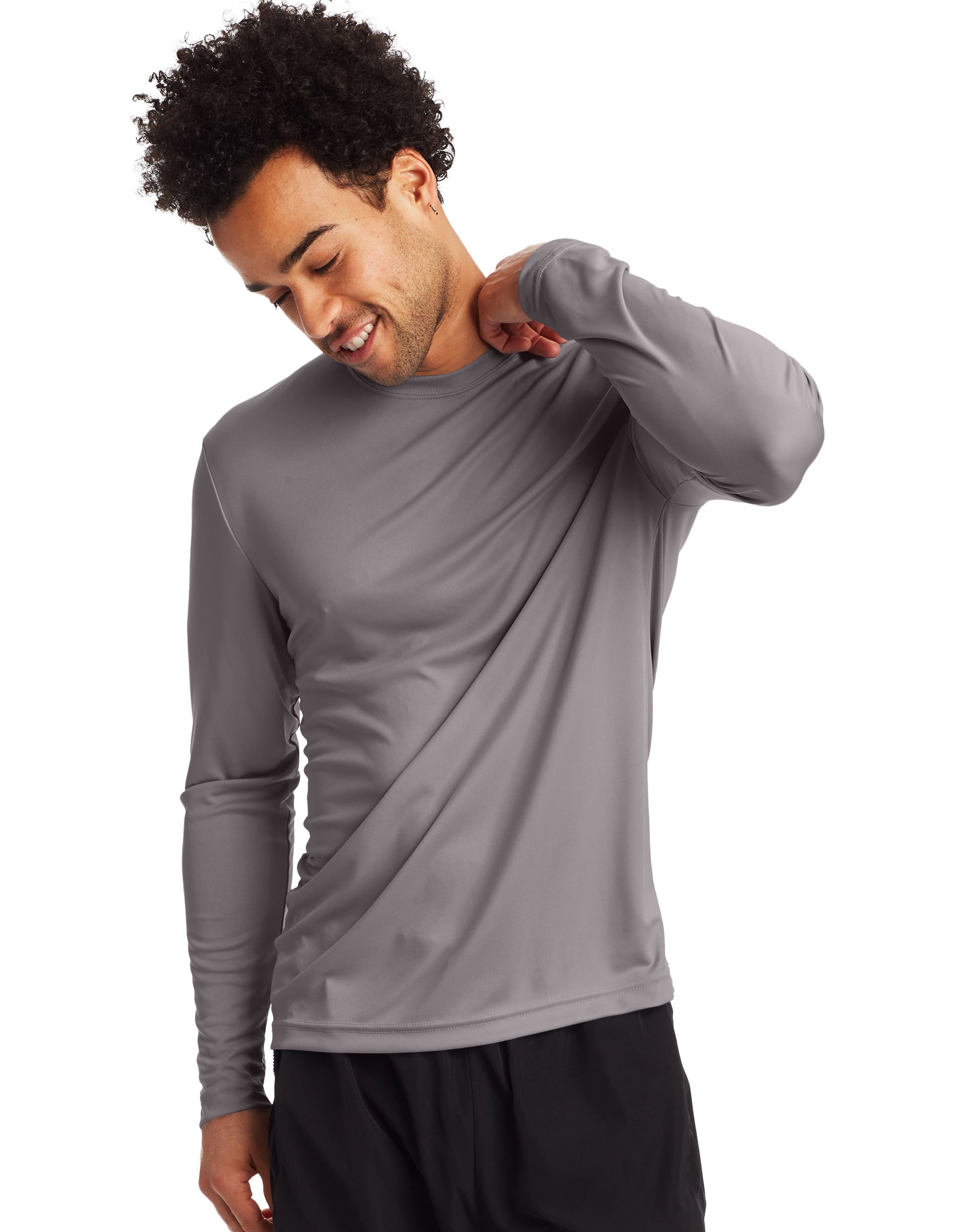 Hanes T-Shirt Sport FreshIQ Cool DRI Manches Longues Lot de 2, S, Graphite