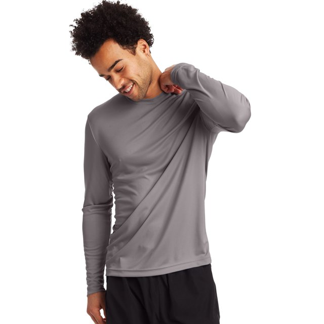 Hanes T-Shirt Sport FreshIQ Cool DRI Manches Longues Lot de 2, S, Graphite