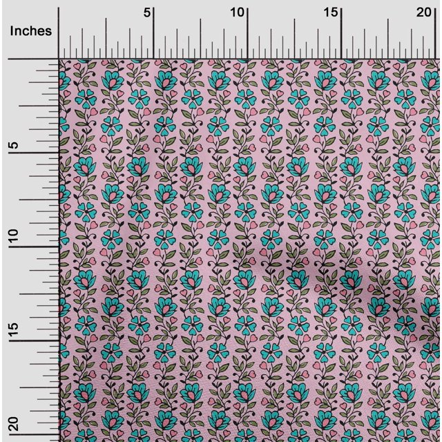 oneOone Polyester Lycra Fabric Leaves & Floral Block Decor Fabric Printed BTY 56 Inch Wide