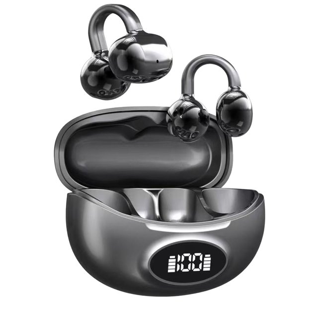 Écouteurs Bluetooth Noirs à Clip 5.4 Sans Fil à Oreille Ouverte avec Réduction du Bruit, Double Micro, Ajustement Confortable pour le Sport, la Course et l'Entraînement, 3,70 Oz
