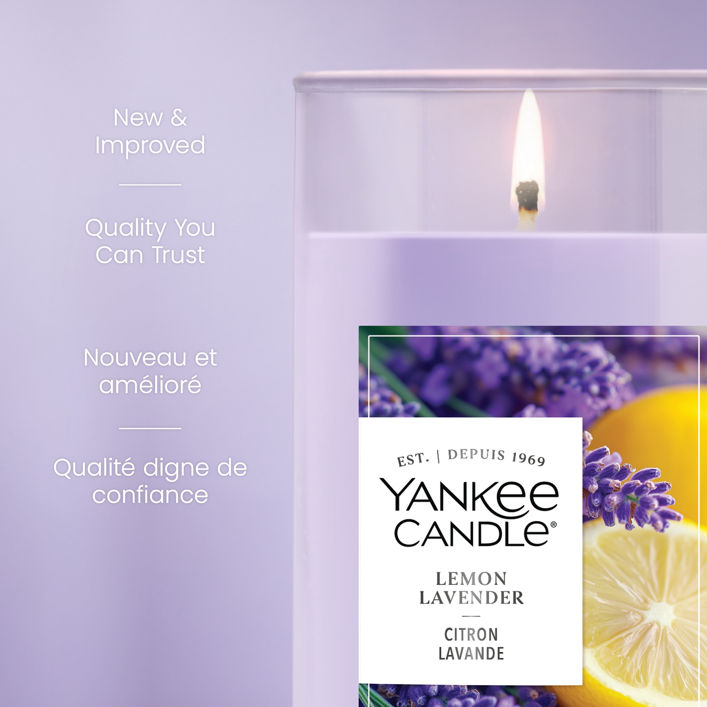 Yankee Candle Medium Perfect Pillar Candle, Lemon Lavender – Scented with up to 115 Hours of Burn Time, Premium Plant Wax Blend for Consistent Long Lasting Scent from First to Last Burn