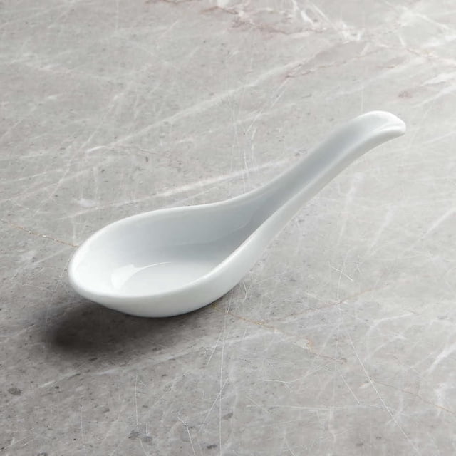 SUNWEALTH Porcelain White Spoon (5.5") Large Head