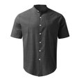thumbnail image 3 of TopLLC Polo pour Homme Chemise en Lin Décontractée Col Officier Manche Courte Chemise Boutonnée, 3 of 4