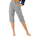 thumbnail image 1 of Innerwin Capris de Détente Raccourcis à Taille Haute pour Femmes, Gris Pâle, 3TG, 1 of 2