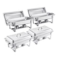 thumbnail image 1 of KFFKFF Ensemble de Buffet à Réchaud, 8 Qt, Lot de 2, Réchaud en Acier Inoxydable avec 2 Poêles Pleine Grandeur, Chauffe-Restaurant Rectangulaire avec Couvercle, Support de Casserole à Eau et Porte-Carburant, pour Mariages Fêtes Banquets, Argent, 1 of 9