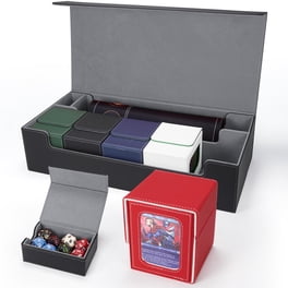 Boîte De Rangement Pour Cartes MTG – 5 En 1 – 1400+ Cartes – 4 Compartiments Avec Plateaux à Dés – Noir Et Gris