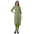 thumbnail image 3 of Moomaya Printed Straight Hem Kurta Tunic For Women Mandarin Collar Kurti Summer Wear, 3 of 6