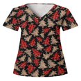 thumbnail image 1 of Hauts Style Infirmière à Imprimé Renne pour Femmes T-shirt de Noël, 1 of 3