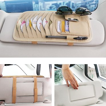 Baohd Pare-Soleil Universel pour Voiture Support CD DVD VCD Rangement CD Poche de Rangement en Cuir PU Organisateur CD, Noir