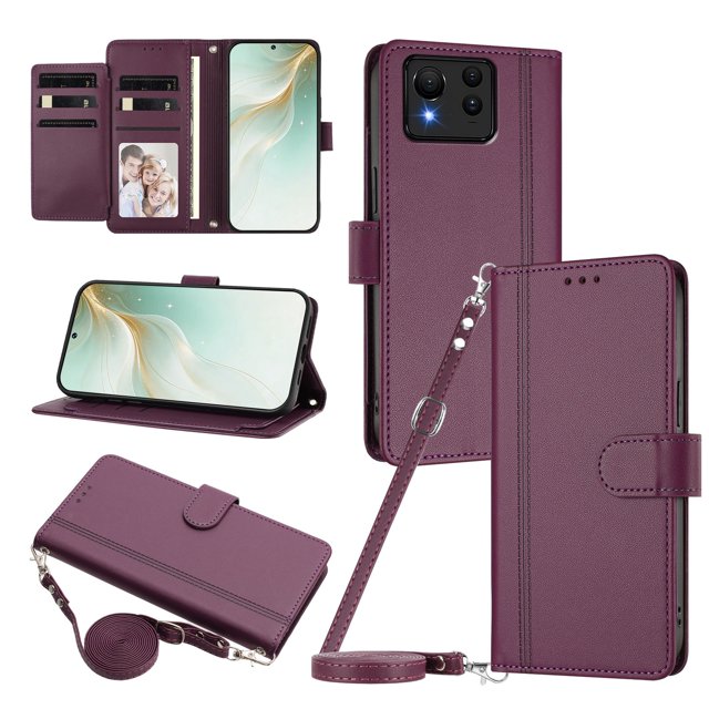 Book Style Wallet Cover for ASUS Zenfone 11 Ultra, Soft PU Leather, Dark Purple