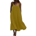 thumbnail image 2 of Gspmoly Robe d'Été, Robe Maxi d'Été pour Femme Décontractée Bohème Sans Manches à Bretelles Spaghetti, Smockée, à Étages, Longue, de Plage, Soleil, Robes d'Été pour Femmes Offres Prime, 2 of 4