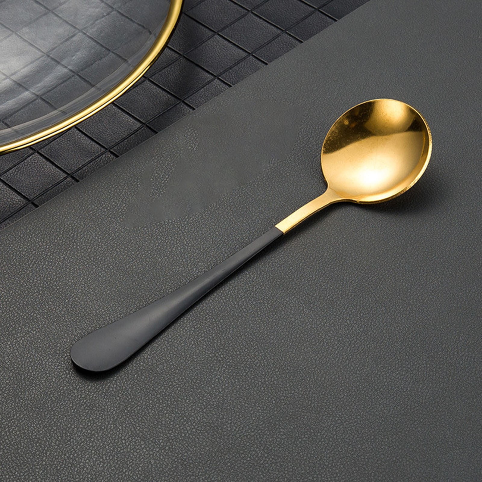 Centres de Table en Verre avec Cuillère en Acier Inoxydable pour Tables Rectangle 24 Pouces Pièces de Salle à Manger Grands Napperons Ronds 4 Napperons Transparents Ronds Napperons de Table Ronds Intérieur Extérieur Ensemble de Table à Manger Ronde pour 4