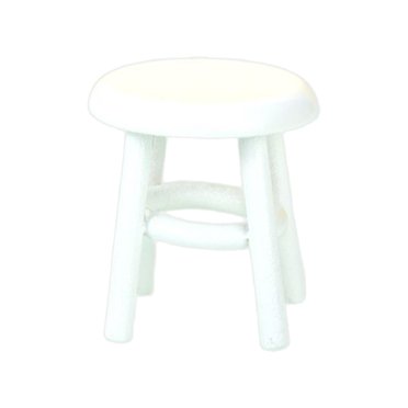 Wooden Stool Furniture Round Stool Seat Handmade for 1/12 Dollhouse living Room Accessories Furnishing White