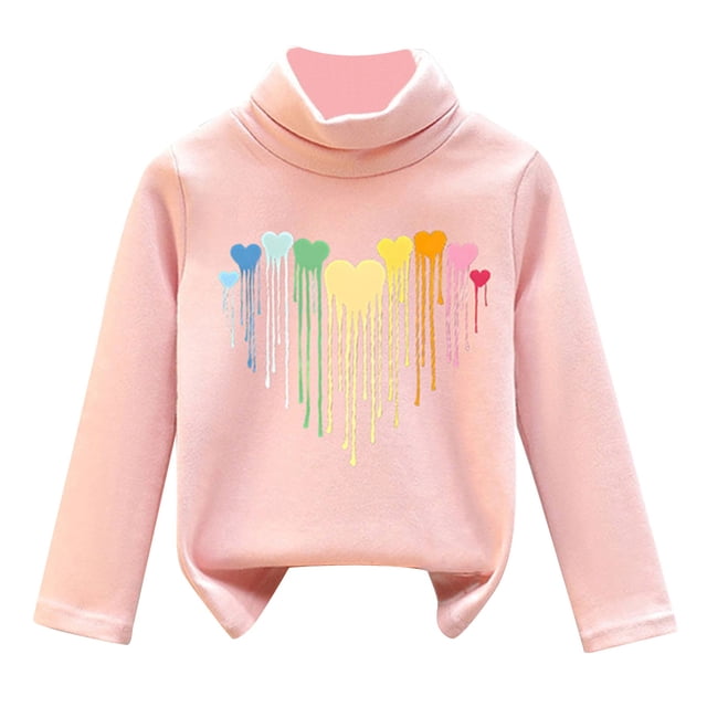 Girls Graphic Fall Tees High Collar Velvet Warmth Soft Unisex L Going Out Fall Tops for 7-8 Years