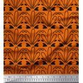 thumbnail image 1 of Soimoi Orange Silk Fabric Tendril & Abstract Print Sewing Fabric Yard 42 Inch Wide, 1 of 5