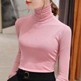 thumbnail image 2 of Besolor Womens Turtleneck Long Sleeve Tops Slim Fitted Basic Shirts Plus Size Solid Color Going out Tees Tights, 2 of 3