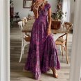 thumbnail image 1 of SMihono Robes d'Été Bohémiennes Femmes Grande Taille Mode Femmes Chiffon Été Décontracté Imprimé Col en V Manches Courtes Robe Longue, 1 of 7