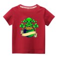 thumbnail image 1 of Penkiiy Haut à Manches Courtes Imprimé Col Rond Mignon pour Enfants Garçons Filles 3-4 Ans Rouge, 1 of 6
