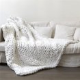 thumbnail image 1 of Chunky Knit Blanket Merino Wool Hand Made Throw Boho Bedroom Home Decor Giant Yarn, 1 of 2