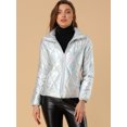 thumbnail image 3 of INSPIRE CHIC Veste Matelassée Courte Métallisée à Fermeture Éclair Holographique pour Femme, 3 of 6
