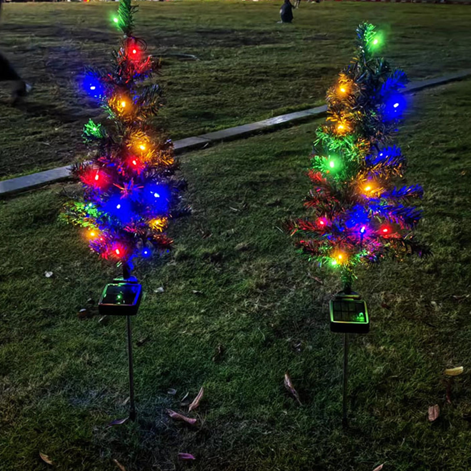 EGNMCR Christmas Decorations, 2 Pack Solar Christmas Tree Lamp Garden Decoration Lawns LED Color Lamp Outdoor Landscapes Lamp For Garden Patio Yard Flowerbed Parties Plastic Solar Lights