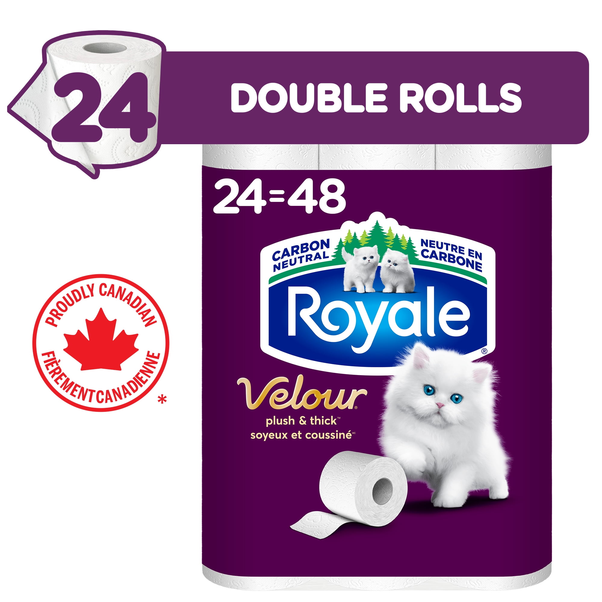 Royale Papier Hygiénique Velour, 24 équivalant à 48 rouleaux