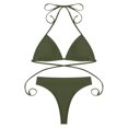 thumbnail image 4 of EGNMCR Bikini Set Women With Chest Pad Without Underwire Long Sleeve Mesh Three Piece Set Swimsuit, 4 of 8