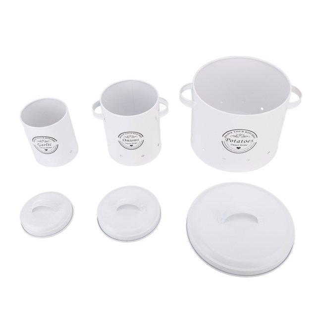 Carbon Steel Potato Onion Storage Bin with Handle, Large Capacity Sealed Container for Countertop Kitchen Organization